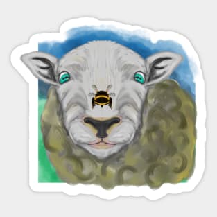 Funny sheep and bee Sticker